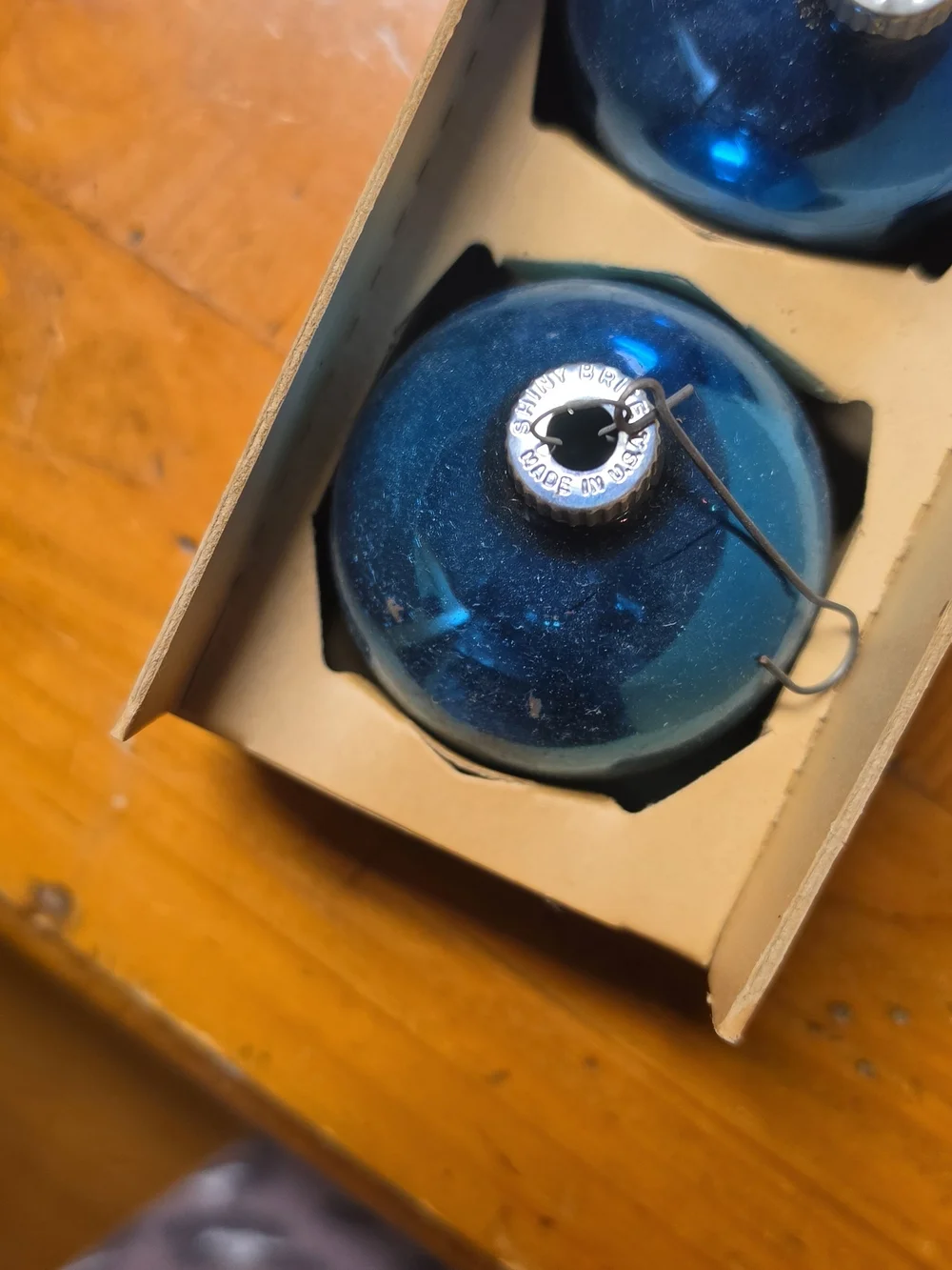 Shiny Blue Glass Christmas Ornaments - Set of 5